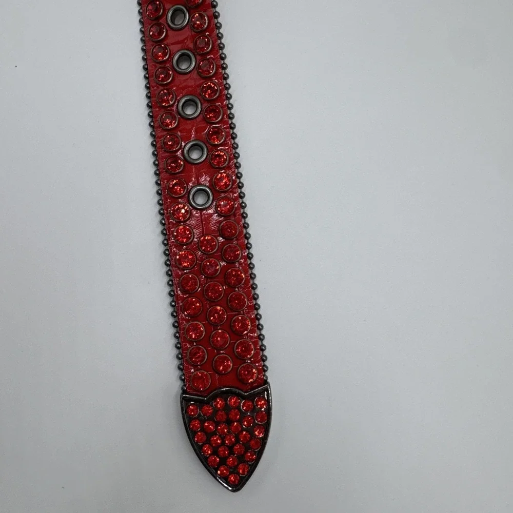 DNA Belt - Alligator Skin Black with Red Stone Great Condition